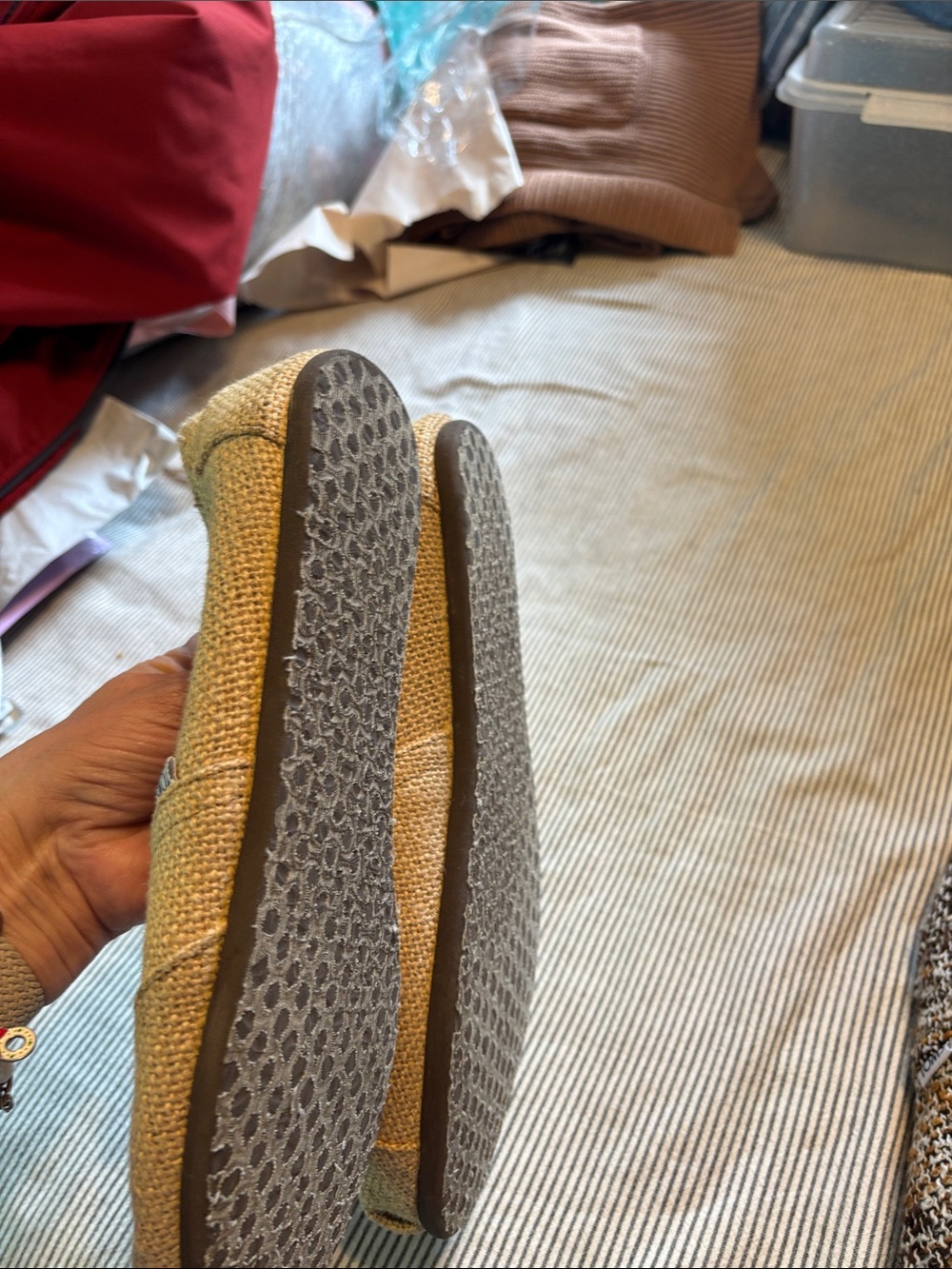 TOMS Slip-On Flats in Tan and Multicolor Tweed - Picture 4 of 7